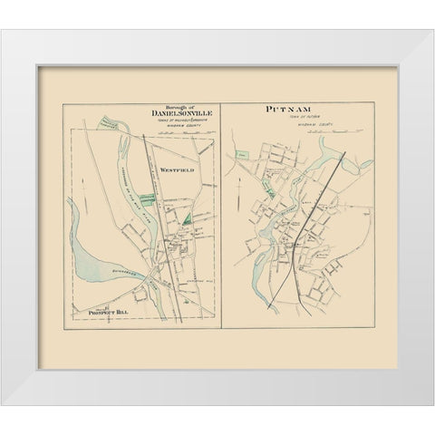 Danielsonville Connecticut - Hurd 1893 White Modern Wood Framed Art Print by Hurd