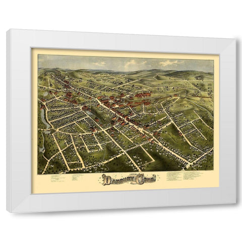 Danbury Connecticut - Bailey 1875  White Modern Wood Framed Art Print by Bailey