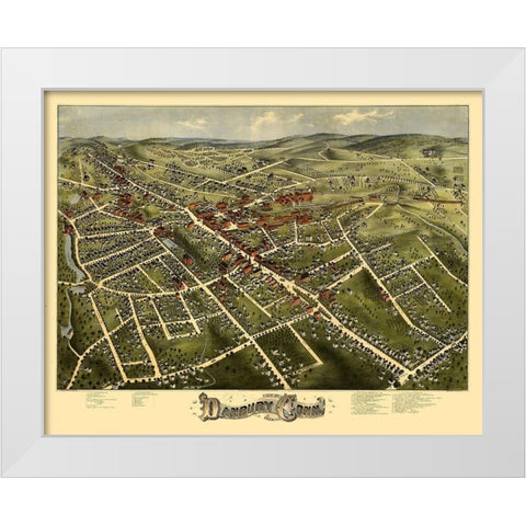 Danbury Connecticut - Bailey 1875  White Modern Wood Framed Art Print by Bailey