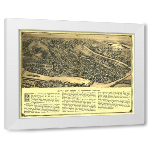 Derby Connecticut - Bailey 1920  White Modern Wood Framed Art Print by Bailey