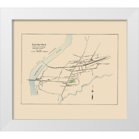 East Hartford  Connecticut - Hurd 1893 White Modern Wood Framed Art Print by Hurd