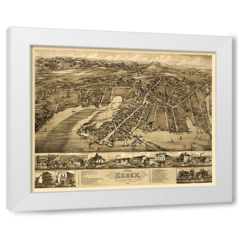 Essex Connecticut - Bailey 1881  White Modern Wood Framed Art Print by Bailey