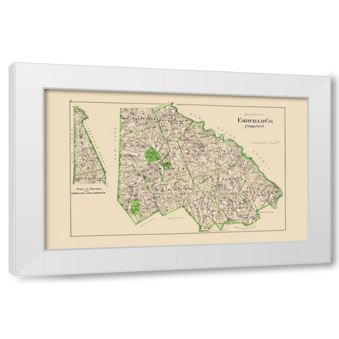 Fairfield  North Connecticut - Hurd 1893 White Modern Wood Framed Art Print by Hurd