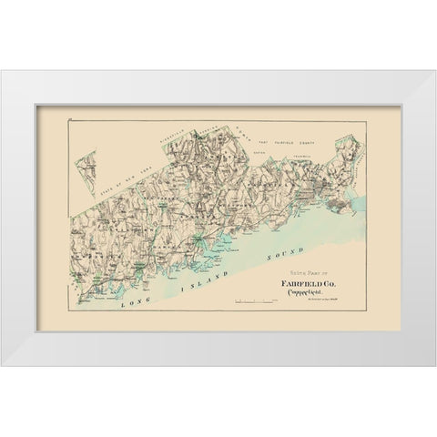 Fairfield  South Connecticut - Hurd 1893 White Modern Wood Framed Art Print by Hurd