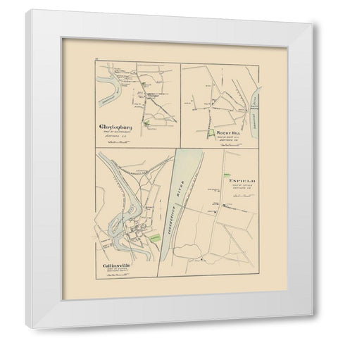 Glastonbury Connecticut - Hurd 1893 White Modern Wood Framed Art Print by Hurd