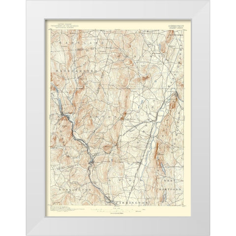 Granby Connecticut Sheet - USGS 1892 White Modern Wood Framed Art Print by USGS