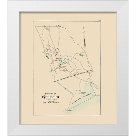 Guilford Connecticut - Hurd 1893 White Modern Wood Framed Art Print by Hurd