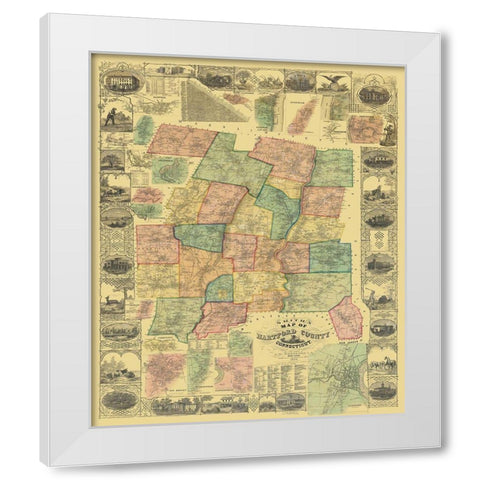 Hartford Connecticut Landowner - Woodford 1855 White Modern Wood Framed Art Print by Woodford