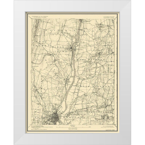 Hartford Connecticut Sheet - USGS 1892 White Modern Wood Framed Art Print by USGS