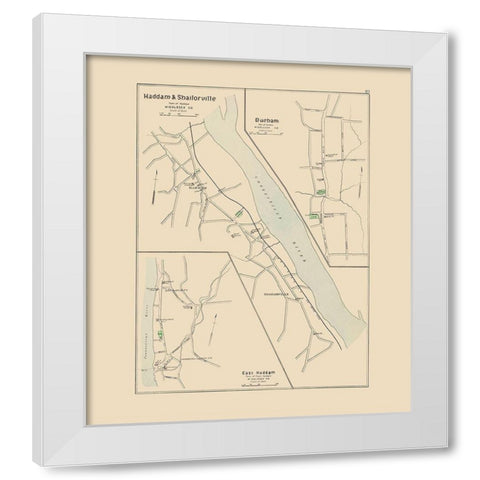 Haddam, Shailorville Connecticut - Hurd 1893 White Modern Wood Framed Art Print by Hurd