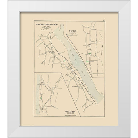 Haddam, Shailorville Connecticut - Hurd 1893 White Modern Wood Framed Art Print by Hurd