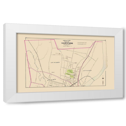 Hartford Connecticut North Part - Hurd 1893 White Modern Wood Framed Art Print by Hurd