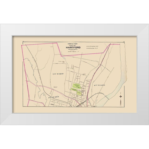 Hartford Connecticut North Part - Hurd 1893 White Modern Wood Framed Art Print by Hurd