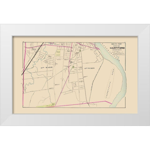 Hartford Connecticut South Part - Hurd 1893 White Modern Wood Framed Art Print by Hurd