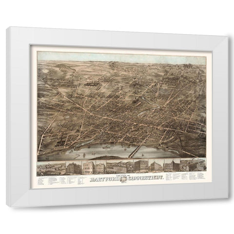 Hartford Connecticut - Bailey 1877  White Modern Wood Framed Art Print by Bailey