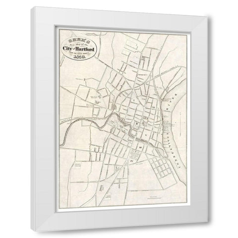 Hartford Connecticut - Geer 1859  White Modern Wood Framed Art Print by Geer