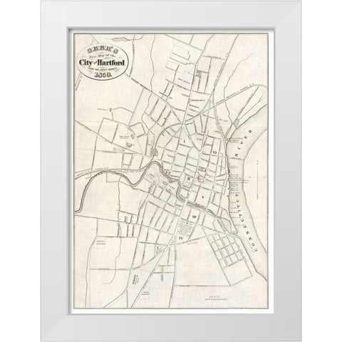 Hartford Connecticut - Geer 1859  White Modern Wood Framed Art Print by Geer