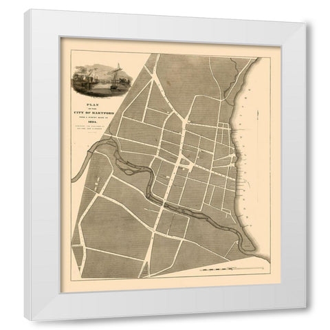 Hartford Connecticut - St John 1824  White Modern Wood Framed Art Print by St John