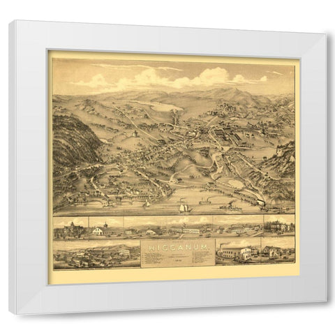 Higganum Connecticut - Bailey 1881  White Modern Wood Framed Art Print by Bailey