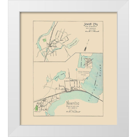 Jewett City, Niantic Connecticut - Hurd 1893 White Modern Wood Framed Art Print by Hurd