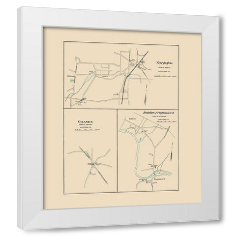 Kensington Connecticut - Hurd 1893 White Modern Wood Framed Art Print by Hurd