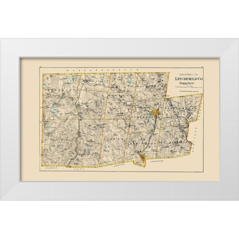 Lithchfield Connecticut - Hurd 1893 White Modern Wood Framed Art Print by Hurd
