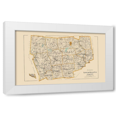Litchfield Connecticut - Hurd 1893 White Modern Wood Framed Art Print by Hurd
