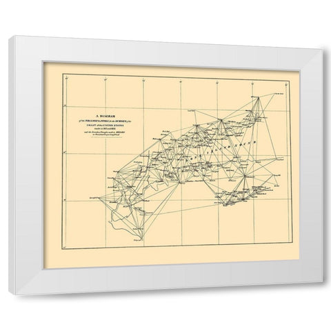 Long Island Sound Triangulation - USCS 1834 White Modern Wood Framed Art Print by USCS