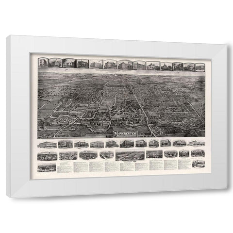 Manchester Connecticut - Bailey 1914  White Modern Wood Framed Art Print by Bailey