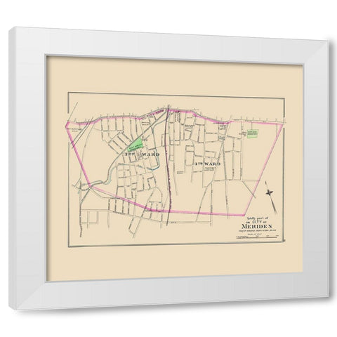 Meriden Connecticut South Part - Hurd 1893 White Modern Wood Framed Art Print by Hurd