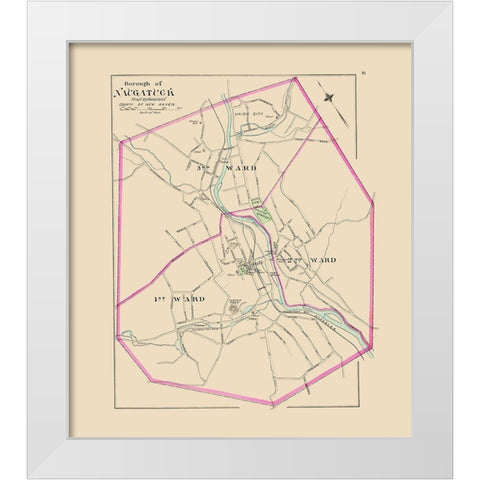 Naugatuck Connecticut - Hurd 1893 White Modern Wood Framed Art Print by Hurd