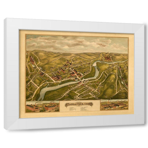 Naugatuck Connecticut - Bailey 1877  White Modern Wood Framed Art Print by Bailey
