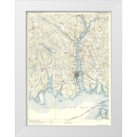 New London Connecticut New York Quad - USGS 1893 White Modern Wood Framed Art Print by USGS