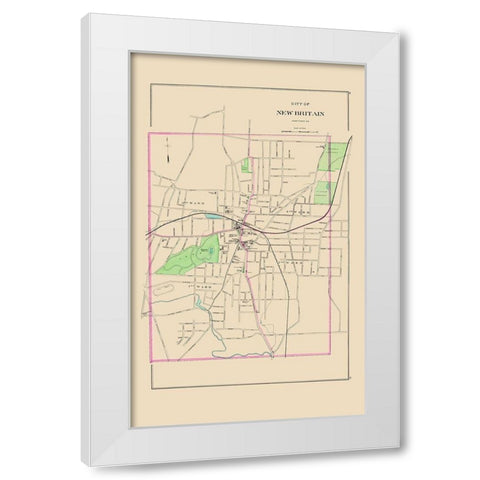New Britain Connecticut - Hurd 1893 White Modern Wood Framed Art Print by Hurd
