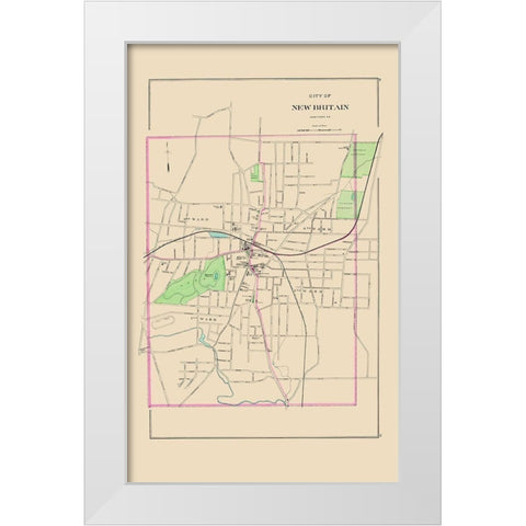 New Britain Connecticut - Hurd 1893 White Modern Wood Framed Art Print by Hurd