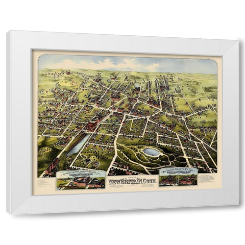New Britain Connecticut - Bailey 1875 White Modern Wood Framed Art Print by Bailey