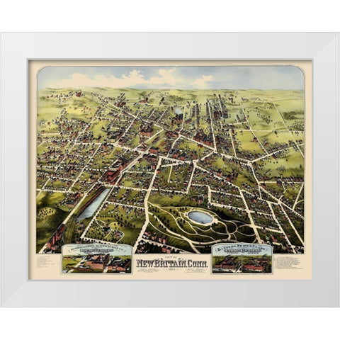 New Britain Connecticut - Bailey 1875 White Modern Wood Framed Art Print by Bailey