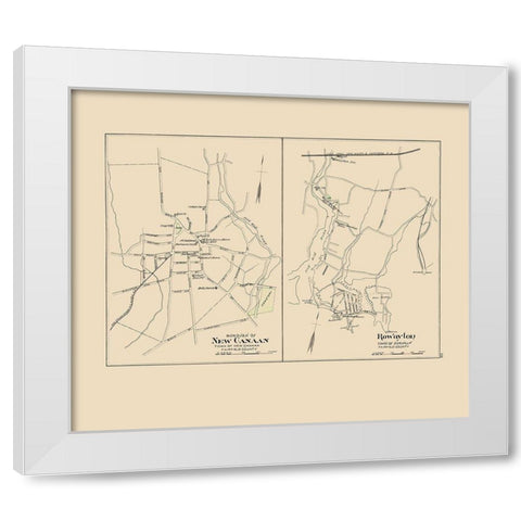 New Canaan, Rowayton Connecticut - Hurd 1893 White Modern Wood Framed Art Print by Hurd