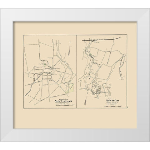 New Canaan, Rowayton Connecticut - Hurd 1893 White Modern Wood Framed Art Print by Hurd