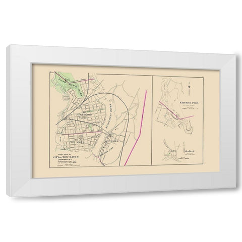 East New Haven Connecticut - Hurd 1893 White Modern Wood Framed Art Print by Hurd