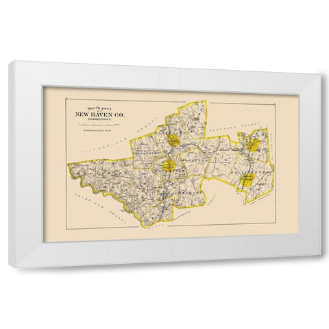 New Haven  North Connecticut - Hurd 1893 White Modern Wood Framed Art Print by Hurd