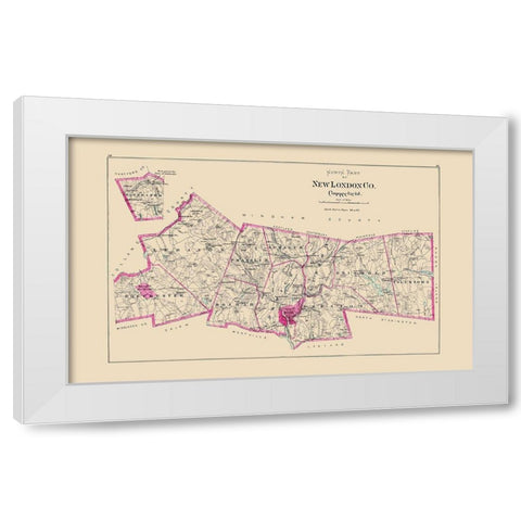 New London  North Connecticut - Hurd 1893 White Modern Wood Framed Art Print by Hurd