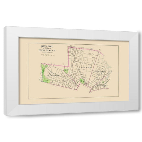 New Haven, North Connecticut North Part - Hurd White Modern Wood Framed Art Print by Hurd