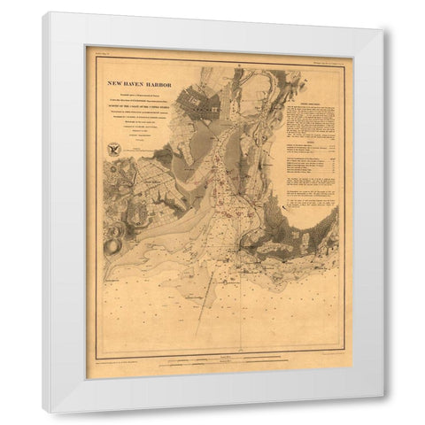 New Haven Connecticut - Hassler 1860  White Modern Wood Framed Art Print by Hassler