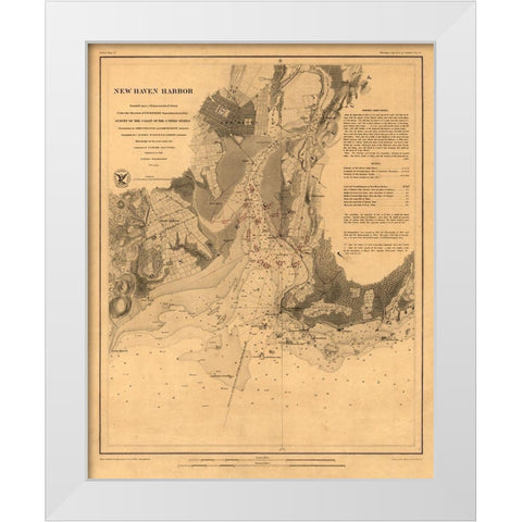 New Haven Connecticut - Hassler 1860  White Modern Wood Framed Art Print by Hassler