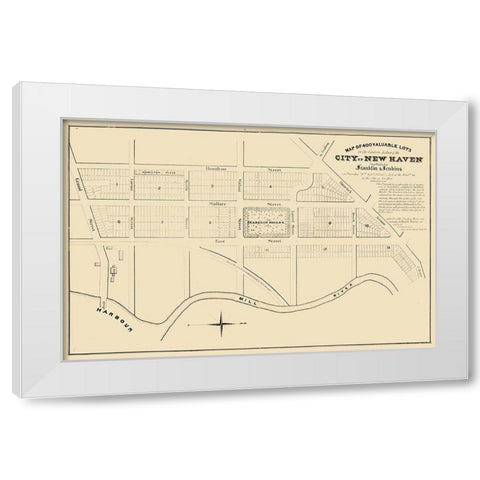New Haven Connecticut -1835 White Modern Wood Framed Art Print by Unknown