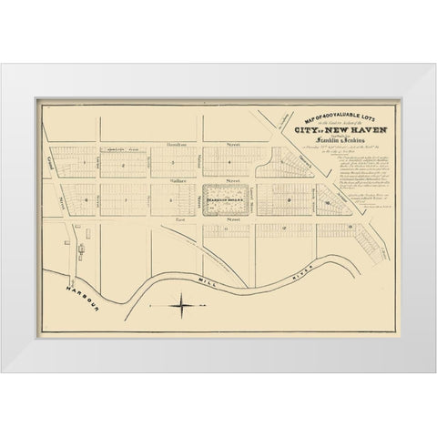 New Haven Connecticut -1835 White Modern Wood Framed Art Print by Unknown
