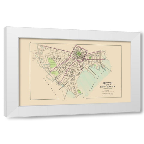 New Haven, South Connecticut South Part - Hurd White Modern Wood Framed Art Print by Hurd