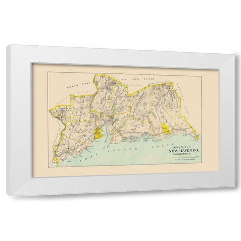 New Haven  South Connecticut - Hurd 1893 White Modern Wood Framed Art Print by Hurd