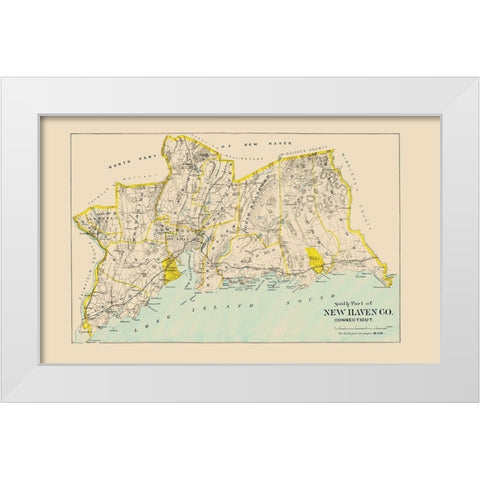 New Haven  South Connecticut - Hurd 1893 White Modern Wood Framed Art Print by Hurd